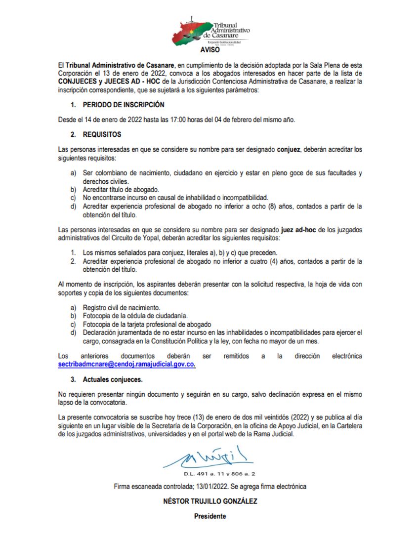 Convocatoria de jueces
